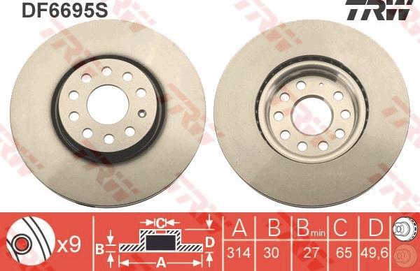 TRW DF6695S - Гальмівний диск autozip.com.ua