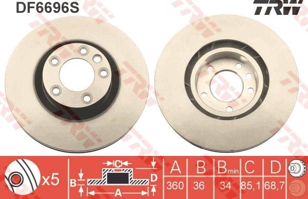 TRW DF6696S - Гальмівний диск autozip.com.ua