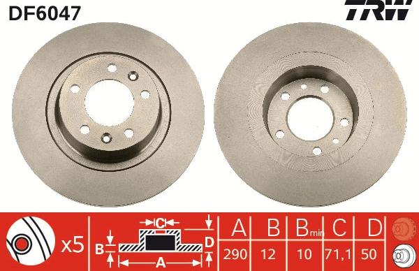 TRW DF6047 - Гальмівний диск autozip.com.ua