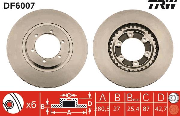 TRW DF6007 - Гальмівний диск autozip.com.ua