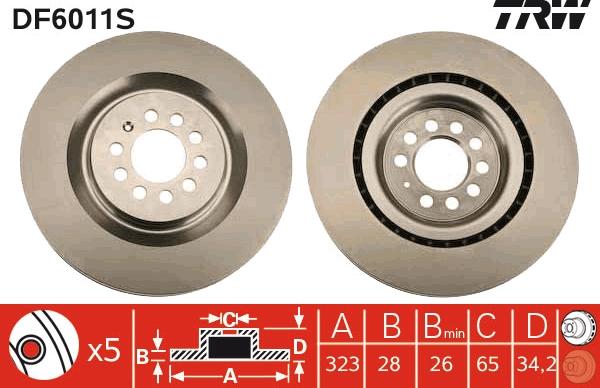 TRW DF6011S - Гальмівний диск autozip.com.ua