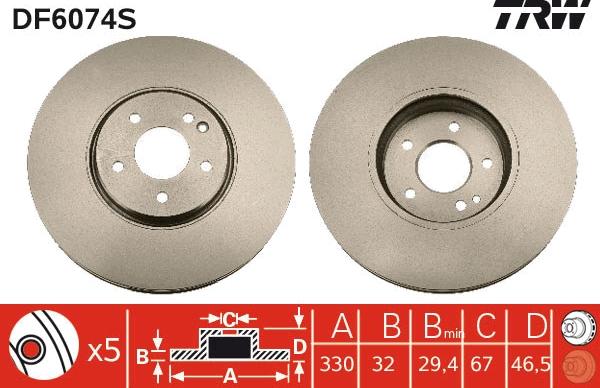 TRW DF6074S - Гальмівний диск autozip.com.ua