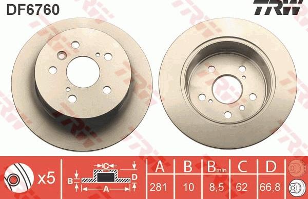 TRW DF6760 - Гальмівний диск autozip.com.ua