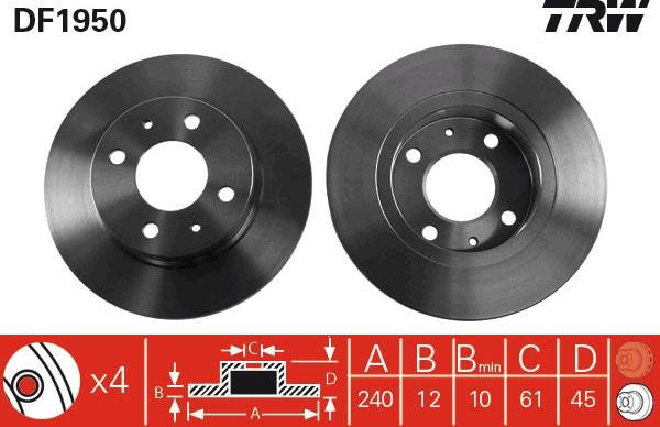 TRW DF1950 - Гальмівний диск autozip.com.ua