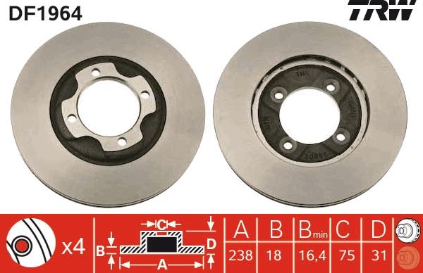 TRW DF1964 - Гальмівний диск autozip.com.ua