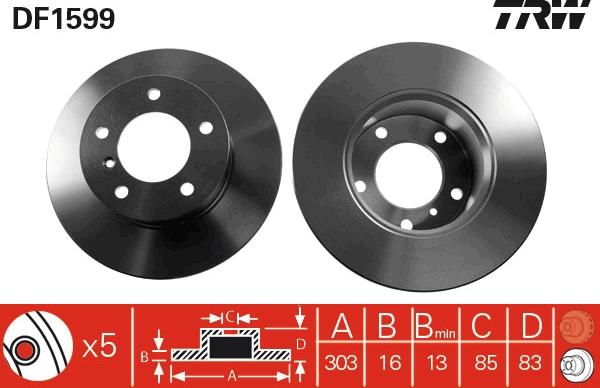 TRW DF1599 - Гальмівний диск autozip.com.ua