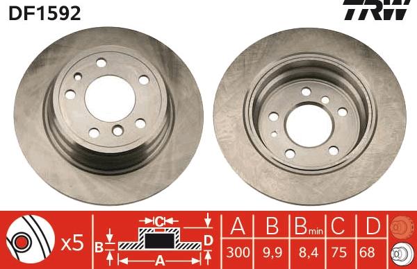 TRW DF1592 - Гальмівний диск autozip.com.ua