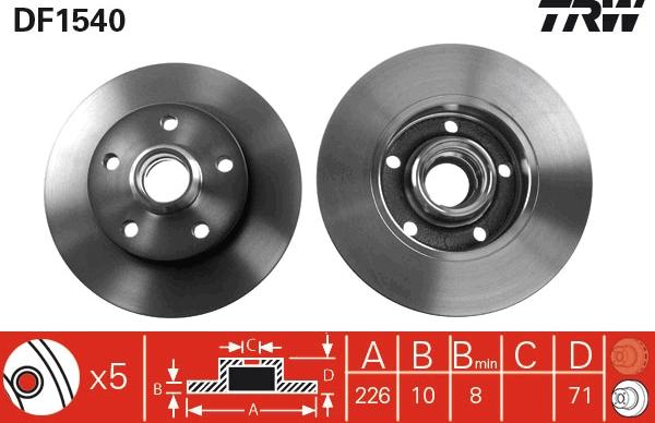TRW DF1540 - Гальмівний диск autozip.com.ua