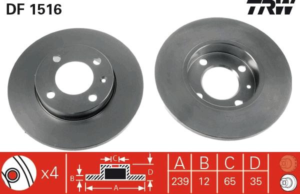 TRW DF1516 - Гальмівний диск autozip.com.ua