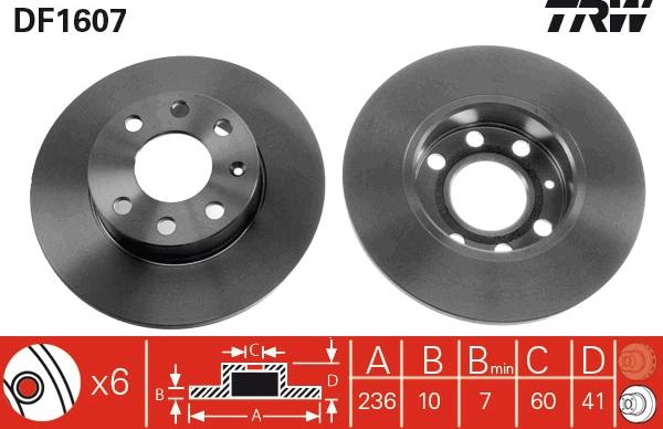 TRW DF1607 - Гальмівний диск autozip.com.ua