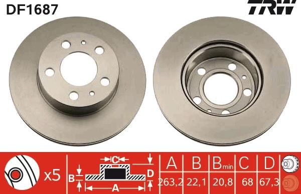 TRW DF1687 - Гальмівний диск autozip.com.ua