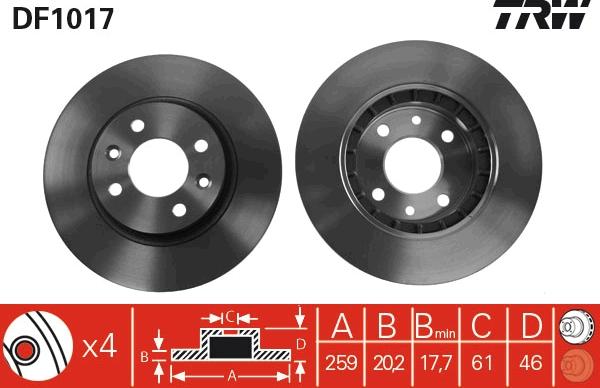 TRW DF1017 - Гальмівний диск autozip.com.ua