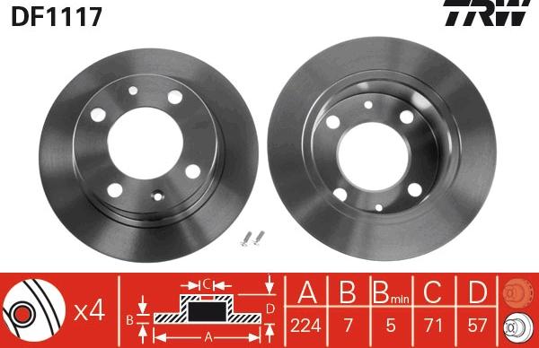 TRW DF1117 - Гальмівний диск autozip.com.ua