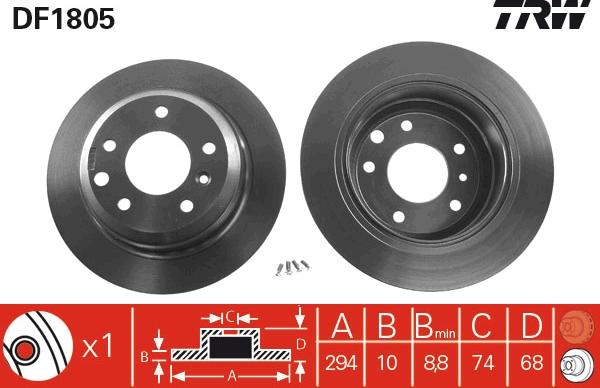 TRW DF1805 - Гальмівний диск autozip.com.ua