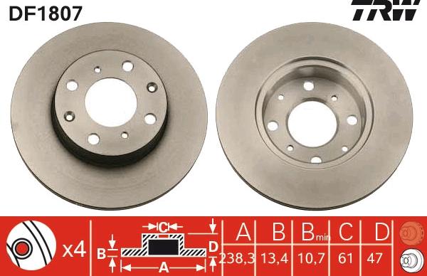 TRW DF1807 - Гальмівний диск autozip.com.ua