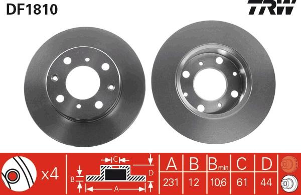 TRW DF1810 - Гальмівний диск autozip.com.ua