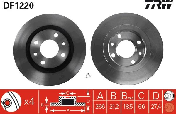 TRW DF1220 - Гальмівний диск autozip.com.ua