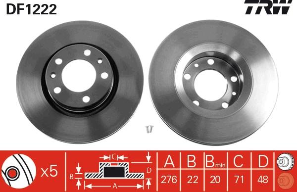 TRW DF1222 - Гальмівний диск autozip.com.ua