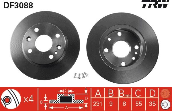 TRW DF3088 - Гальмівний диск autozip.com.ua