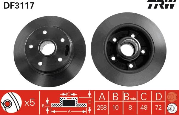 TRW DF3117 - Гальмівний диск autozip.com.ua