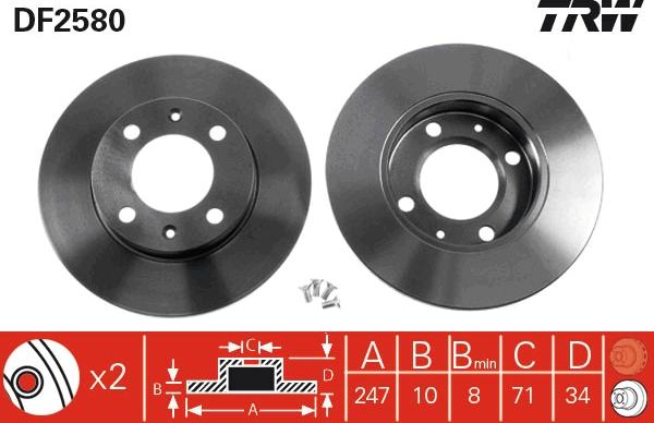 TRW DF2580 - Гальмівний диск autozip.com.ua