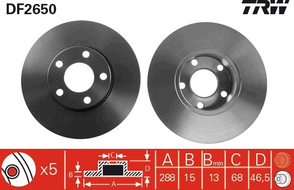 TRW DF2650 - Гальмівний диск autozip.com.ua