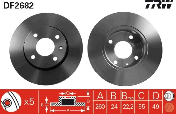 TRW DF2682 - Гальмівний диск autozip.com.ua