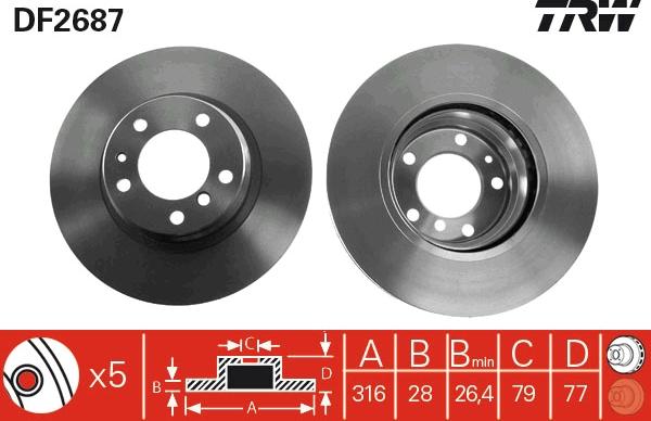 TRW DF2687 - Гальмівний диск autozip.com.ua