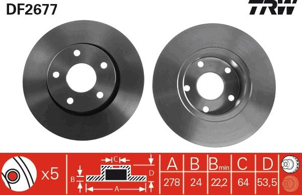 TRW DF2677 - Гальмівний диск autozip.com.ua