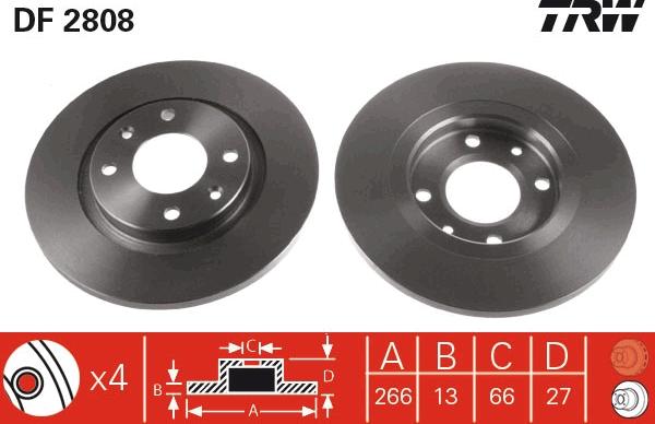 TRW DF2808 - Гальмівний диск autozip.com.ua