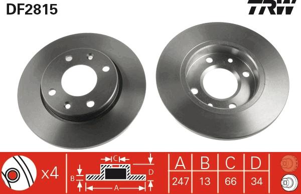 TRW DF2815 - Гальмівний диск autozip.com.ua