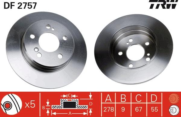 TRW DF2757 - Гальмівний диск autozip.com.ua