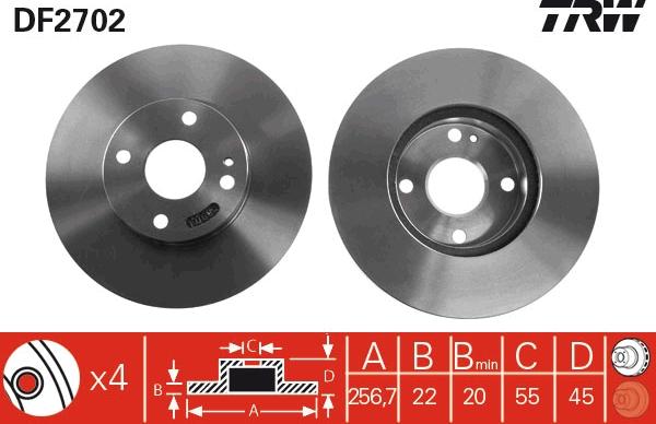 TRW DF2702 - Гальмівний диск autozip.com.ua