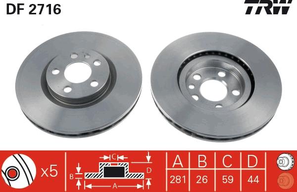 TRW DF2716 - Гальмівний диск autozip.com.ua