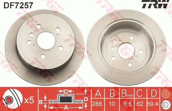 TRW DF7257 - Гальмівний диск autozip.com.ua