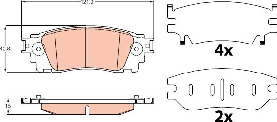 TRW GDB4459DT - Гальмівні колодки, дискові гальма autozip.com.ua