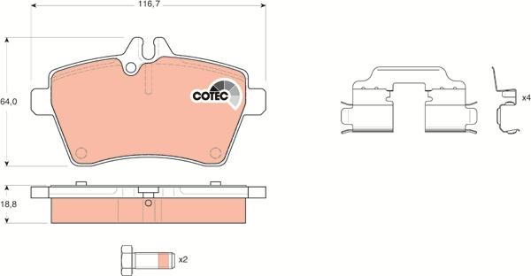 TRW GDB1629 - Гальмівні колодки, дискові гальма autozip.com.ua