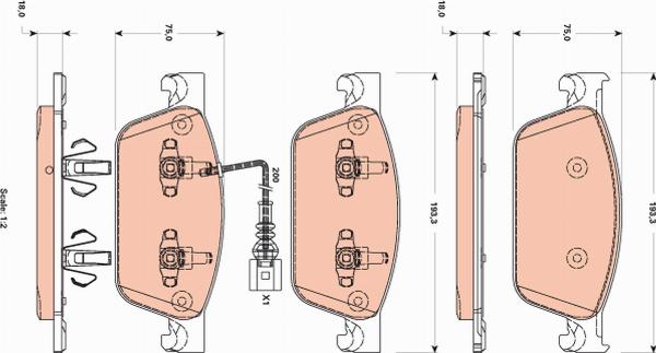 TRW GDB1887 - Гальмівні колодки, дискові гальма autozip.com.ua