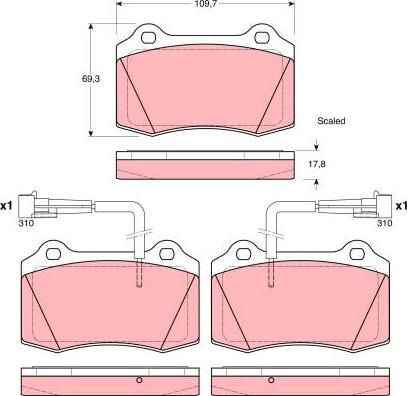 TRW GDB1392 - Гальмівні колодки, дискові гальма autozip.com.ua