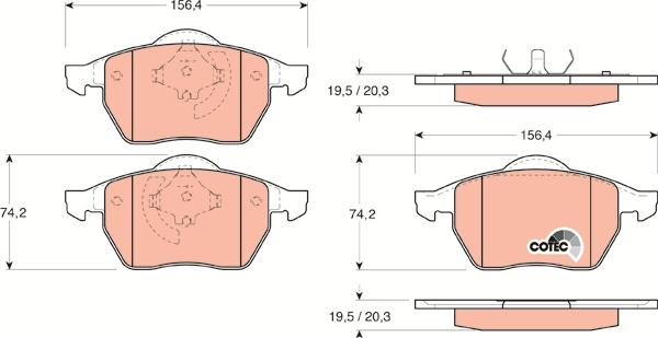 TRW GDB1200 - Гальмівні колодки, дискові гальма autozip.com.ua