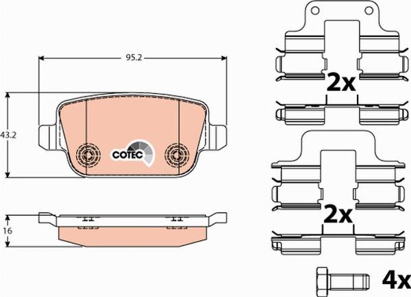 TRW GDB1709 - Гальмівні колодки, дискові гальма autozip.com.ua