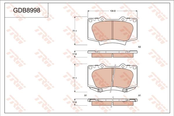 TRW GDB8998AT - Гальмівні колодки, дискові гальма autozip.com.ua