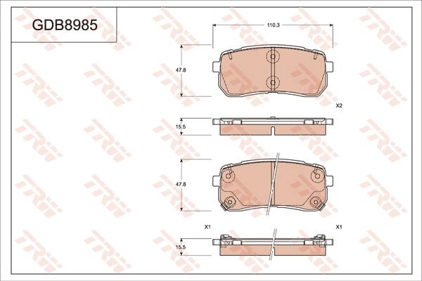 TRW GDB8985 - Гальмівні колодки, дискові гальма autozip.com.ua