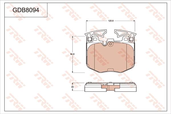 TRW GDB8094 - Гальмівні колодки, дискові гальма autozip.com.ua