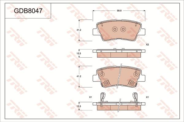 TRW GDB8047AT - Гальмівні колодки, дискові гальма autozip.com.ua