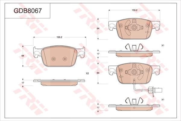 TRW GDB8067 - Гальмівні колодки, дискові гальма autozip.com.ua