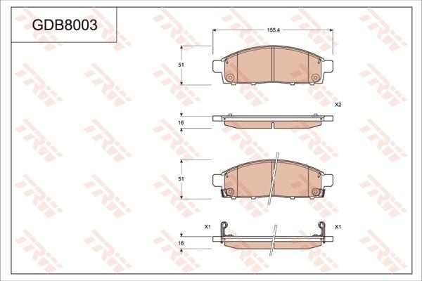 TRW GDB8003DT - Гальмівні колодки, дискові гальма autozip.com.ua