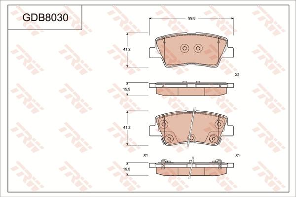 TRW GDB8030 - Гальмівні колодки, дискові гальма autozip.com.ua