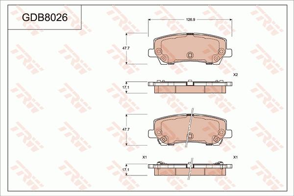 TRW GDB8026 - Гальмівні колодки, дискові гальма autozip.com.ua