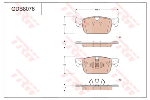 TRW GDB8076 - Гальмівні колодки, дискові гальма autozip.com.ua